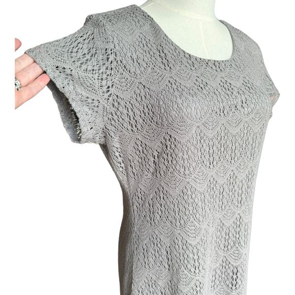 NWT Downeast Peaceful Embroidered Scalloped Dress frosty grey size large - Picture 3 of 13